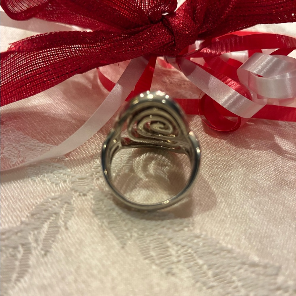 Sterling Silver Large And Solid Spiral Ring W/ An… - image 3